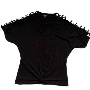 Buckle Black Women’s Cold Shoulder Top Size Medium